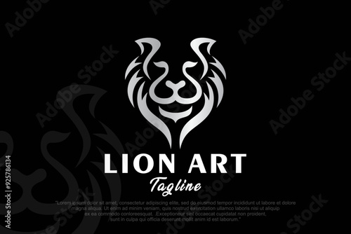 lion vector logo design isolated on black background . vector illustration