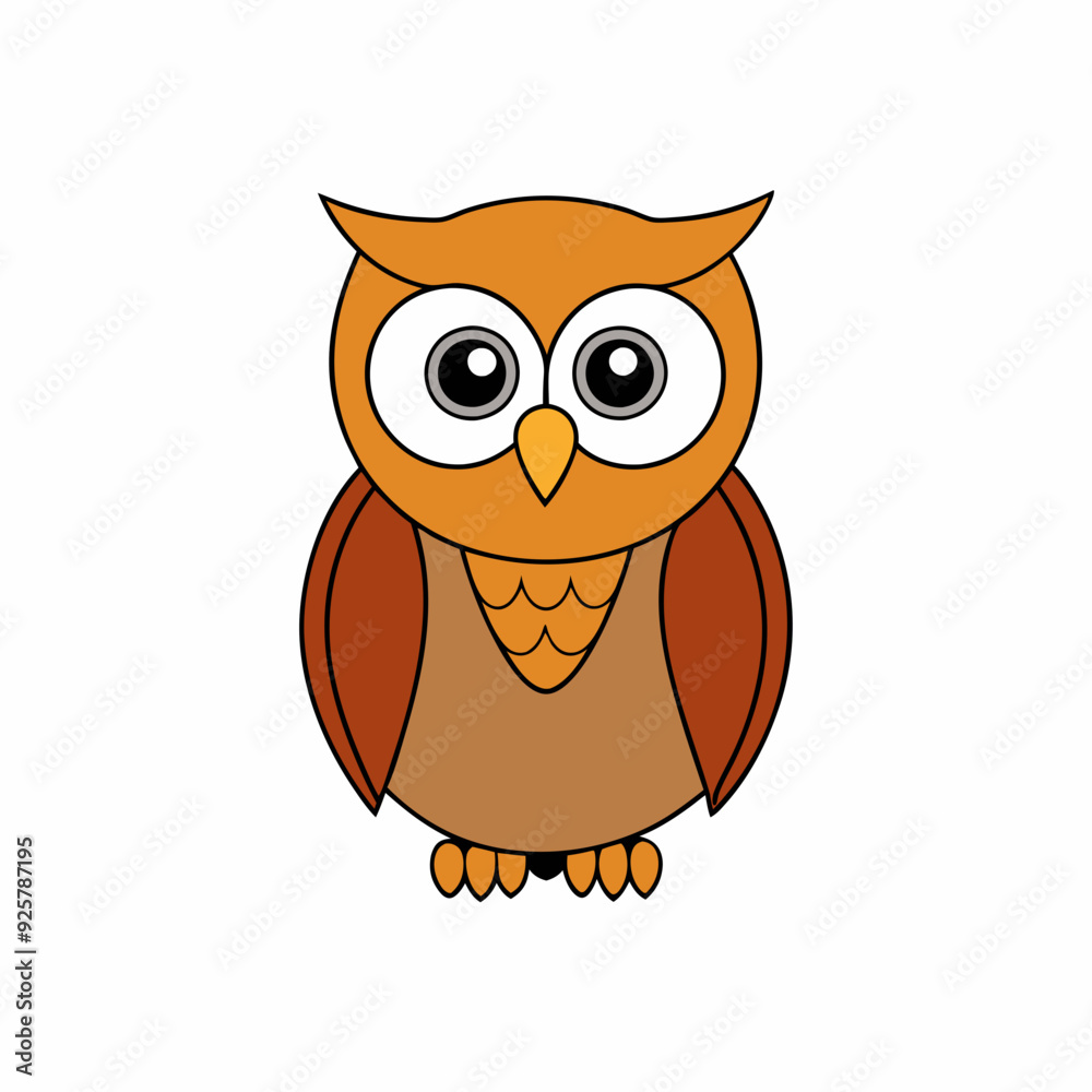 Owl on a branch isolated on white, owl vector illustration, pet vector art, owl silhouette, animal vector icon, owl with bone line art, eps