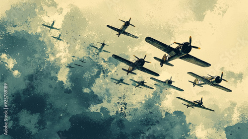 “Wings of Unity: Warplanes in Formation”
