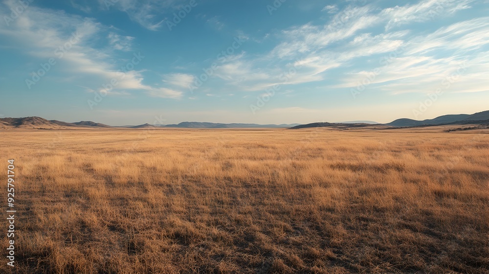 Fototapeta premium Scorched Grasslands Turned to Arid Desert Landscape from Drought