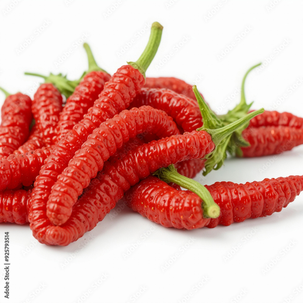 Fresh red ripe Idian long pepper, isolated on white background Fresh red ripe Idian long pepper, isolated on white background