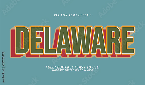 3d editable delaware text effect graphic style template