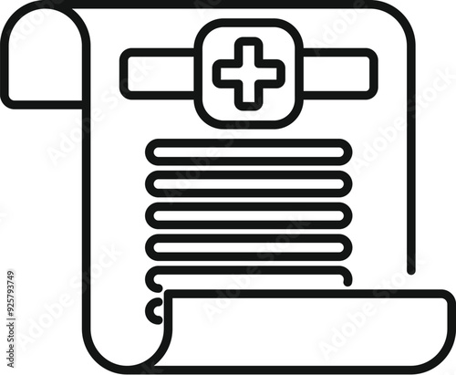 Line icon of a medical report, representing healthcare documentation and patient information