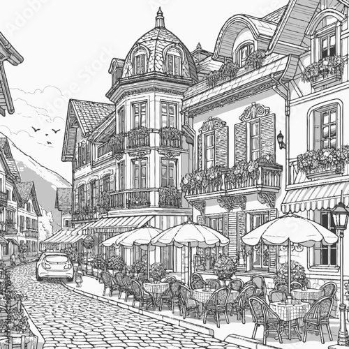 A picturesque street in a European village vector