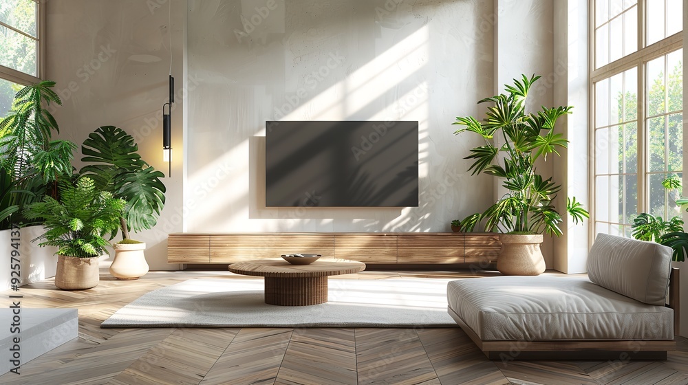 Minimalist style interior design of modern living room with tv Minimalist style interior design of modern living room with tv
