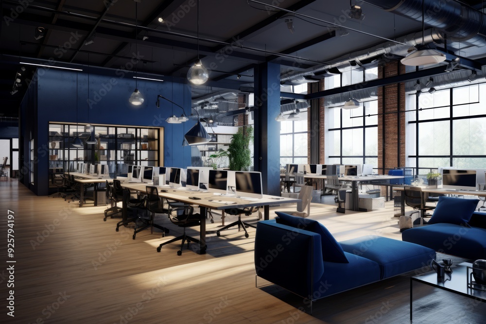 Collaborative Canvas Office Layout in Light Indigo and Dark Black Collaborative Canvas Office Layout in Light Indigo and Dark Black