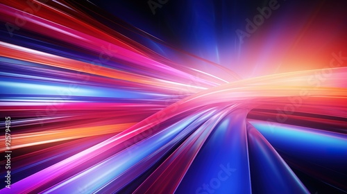 Abstract background with vibrant, glowing stripes of pink, blue and orange.