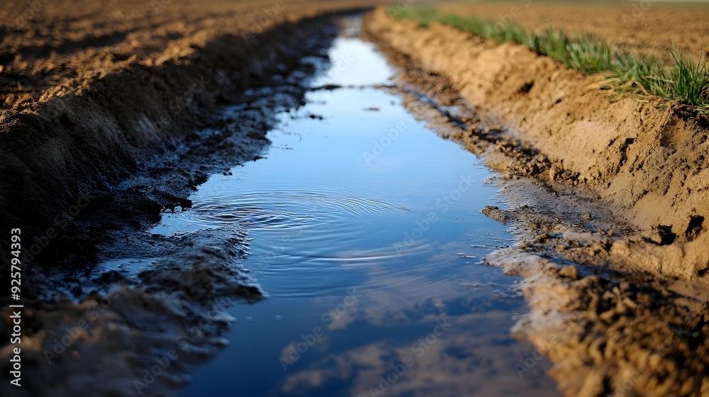 Obraz premium Farmers Implementing Water Conservation Strategies During Drought Season