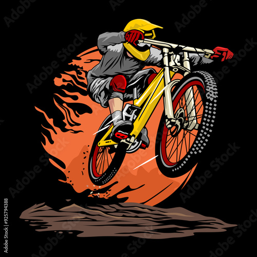 mountain bike illustration design logo symbol vector