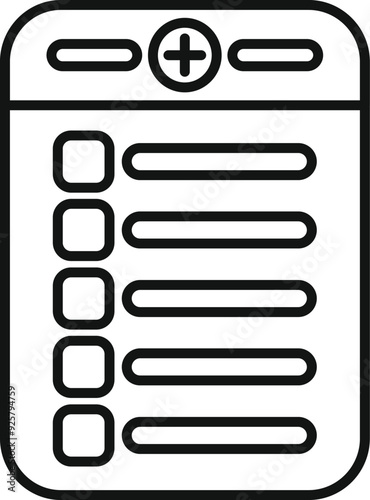 Simple icon of a medical record is displayed on a smartphone screen