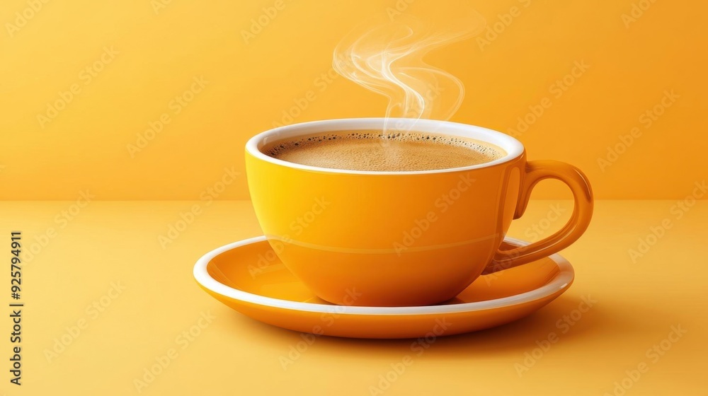 Obraz premium Bold espresso cup, coffee steam swirling, flat design illustration
