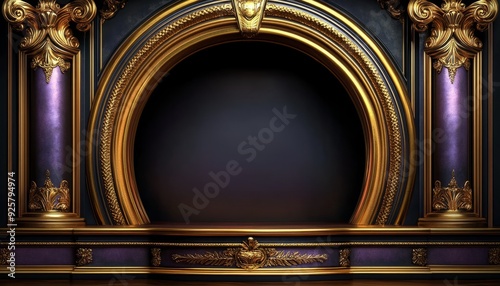 Ornate Gold and Purple Frame with a Circular Empty Space