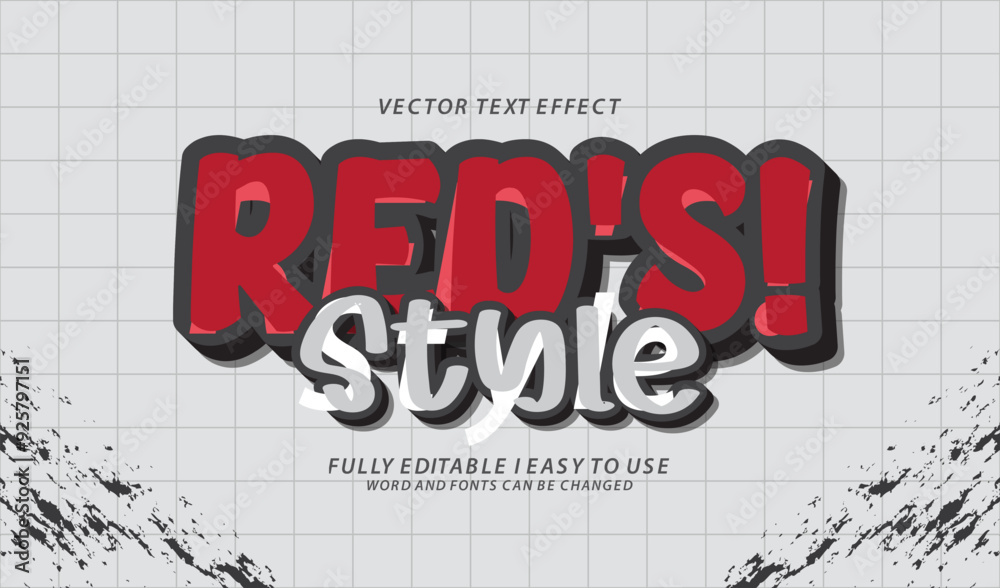 3d editable red text effect graphic style template