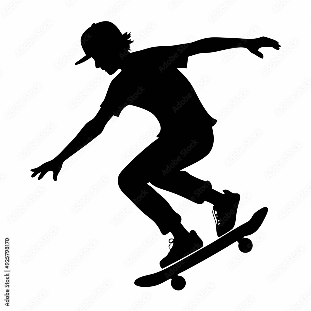 Obraz premium Scate board Black silhouette