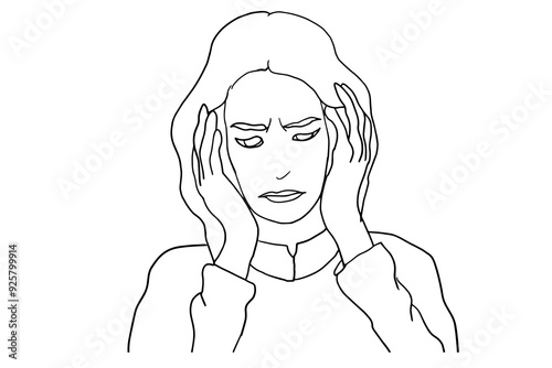 illustration of woman covering her ears, violence, psychological, therapy