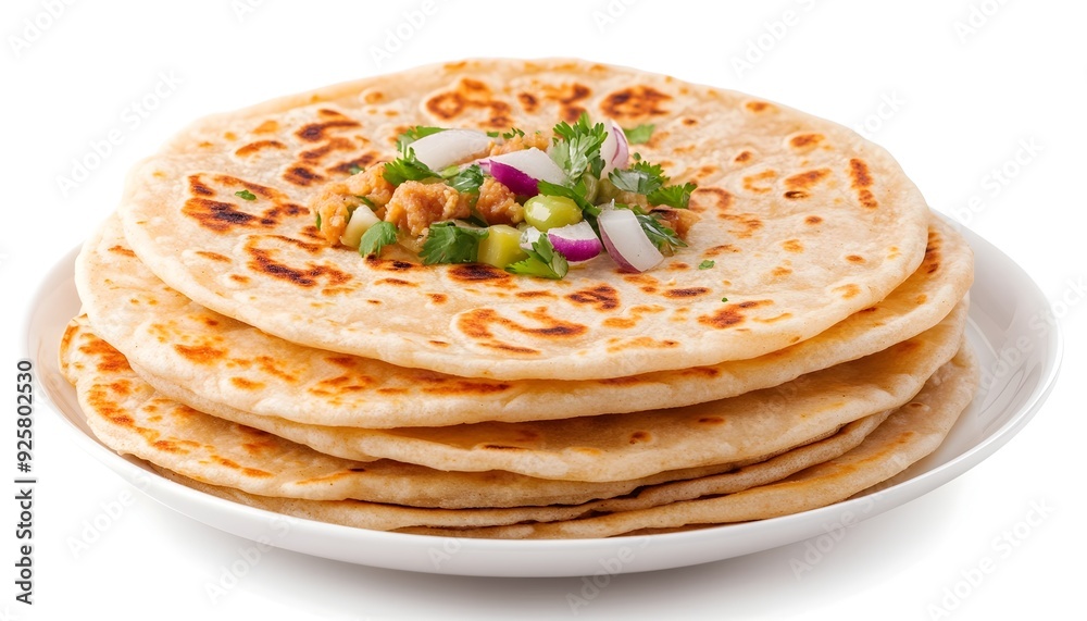 Appetizing Roti Flatbread on White Background Appetizing Roti Flatbread on White Background