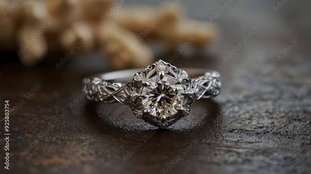 Let your inner romantic shine with this dazzling diamond ring. The vintage-inspired design features intricate filigree work and a large, brilliant-cut diamond that captures the essence of timeless Let your inner romantic shine with this dazzling diamond ring. The vintage-inspired design features intricate filigree work and a large, brilliant-cut diamond that captures the essence of timeless