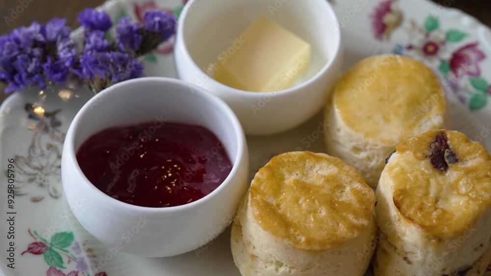 Top View of Scones Set Served in Restaurant