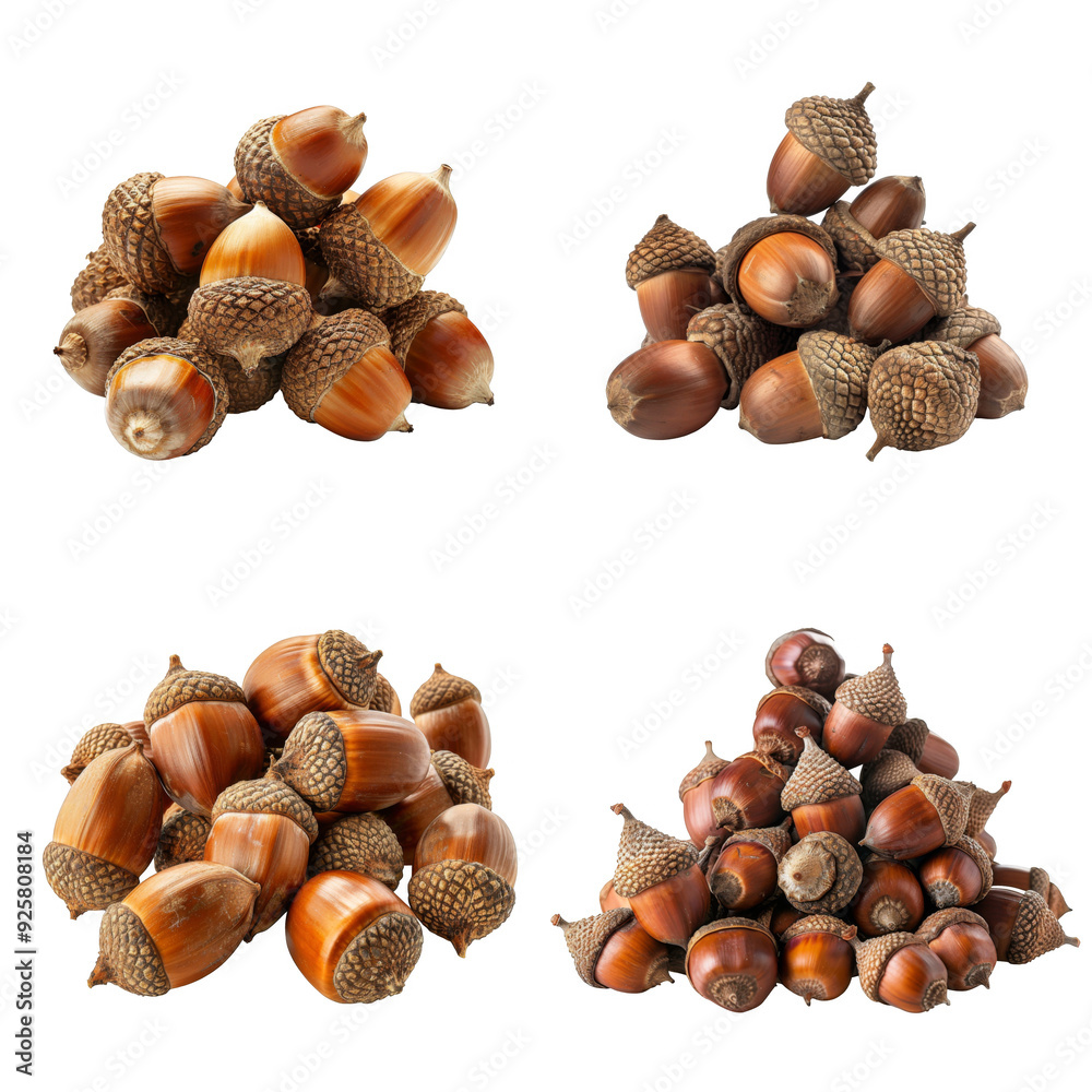 Four Groups of Brown Acorns Four Groups of Brown Acorns