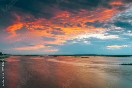 View of Bogue Sound from the dock at Emerald Isle Woods Park at sunset