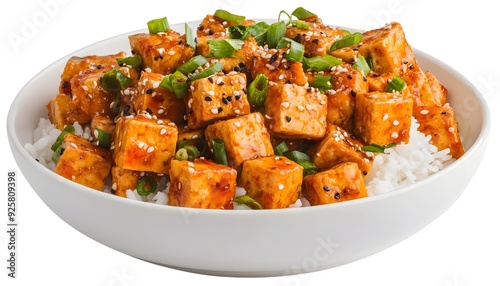 Authentic Sichuan Style Mapo Tofu with Fragrant Spices and Vegetables in a White Bowl