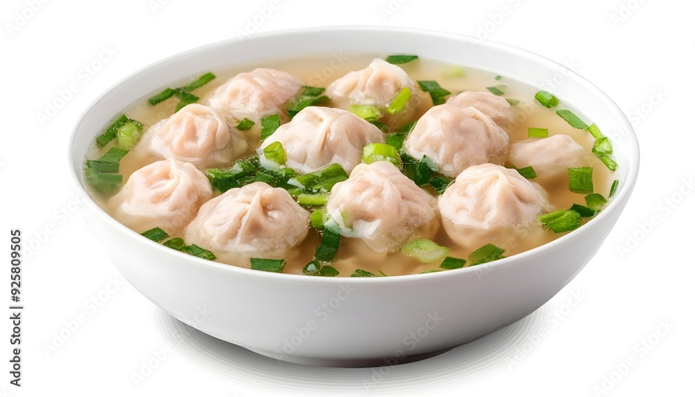 Freshly Prepared Wonton Soup in a Bowl Freshly Prepared Wonton Soup in a Bowl