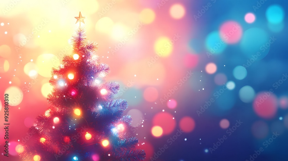 Blurry Bokeh Christmas Background with a Soft, Dreamy Effect Blurry Bokeh Christmas Background with a Soft, Dreamy Effect