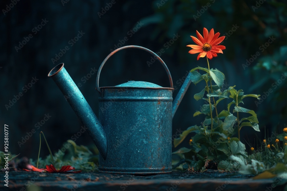Watering Can and Blooming Flower Watering Can and Blooming Flower