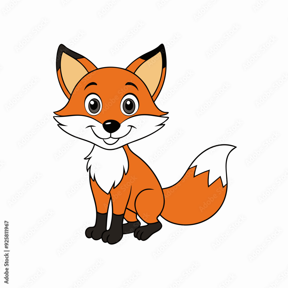 Fox isolated on white, fox vector illustration, pet vector art, fox silhouette, animal vector icon, cute smiling fox line art, eps Fox isolated on white, fox vector illustration, pet vector art, fox silhouette, animal vector icon, cute smiling fox line art, eps