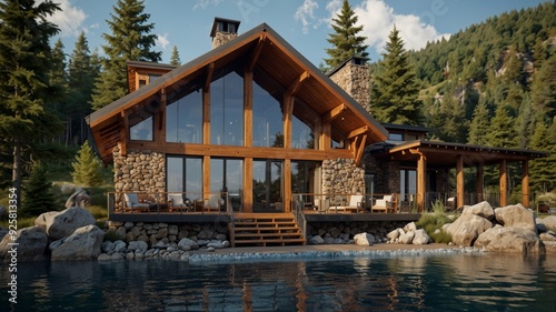 mountain lodge with a contemporary design