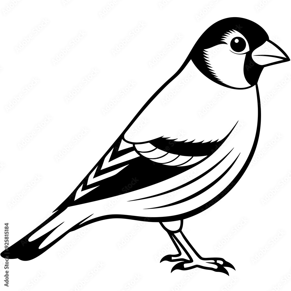 Obraz premium Goldfinch isolated on white, goldfinch vector illustration, bird vector art, goldfinch silhouette, animal vector icon, goldfinch line art, eps