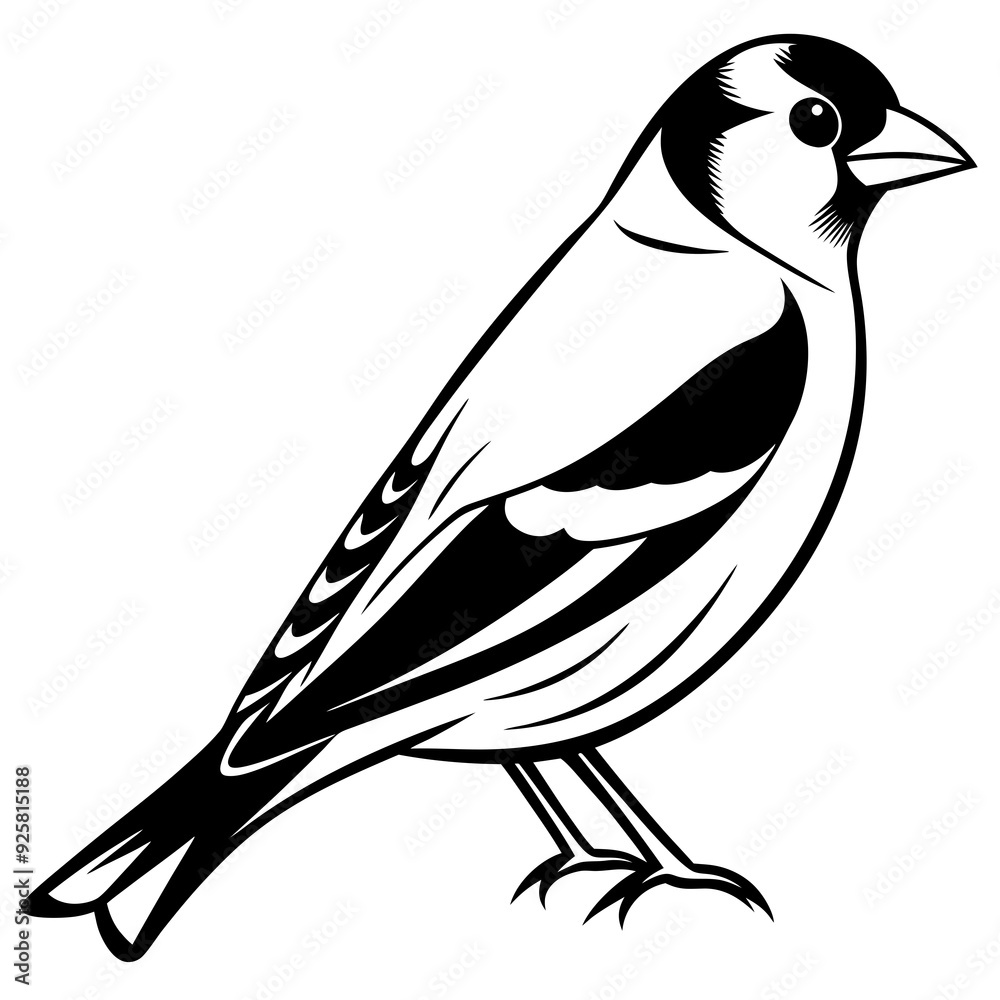 Obraz premium Goldfinch isolated on white, goldfinch vector illustration, bird vector art, goldfinch silhouette, animal vector icon, goldfinch line art, eps