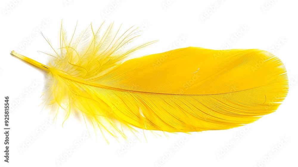 a bright yellow canary feather with clear, defined patterns, shown against a transparent background. a bright yellow canary feather with clear, defined patterns, shown against a transparent background.