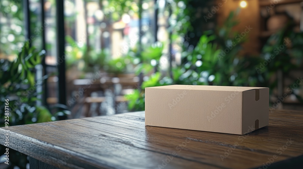  a cardboard box on a wooden table