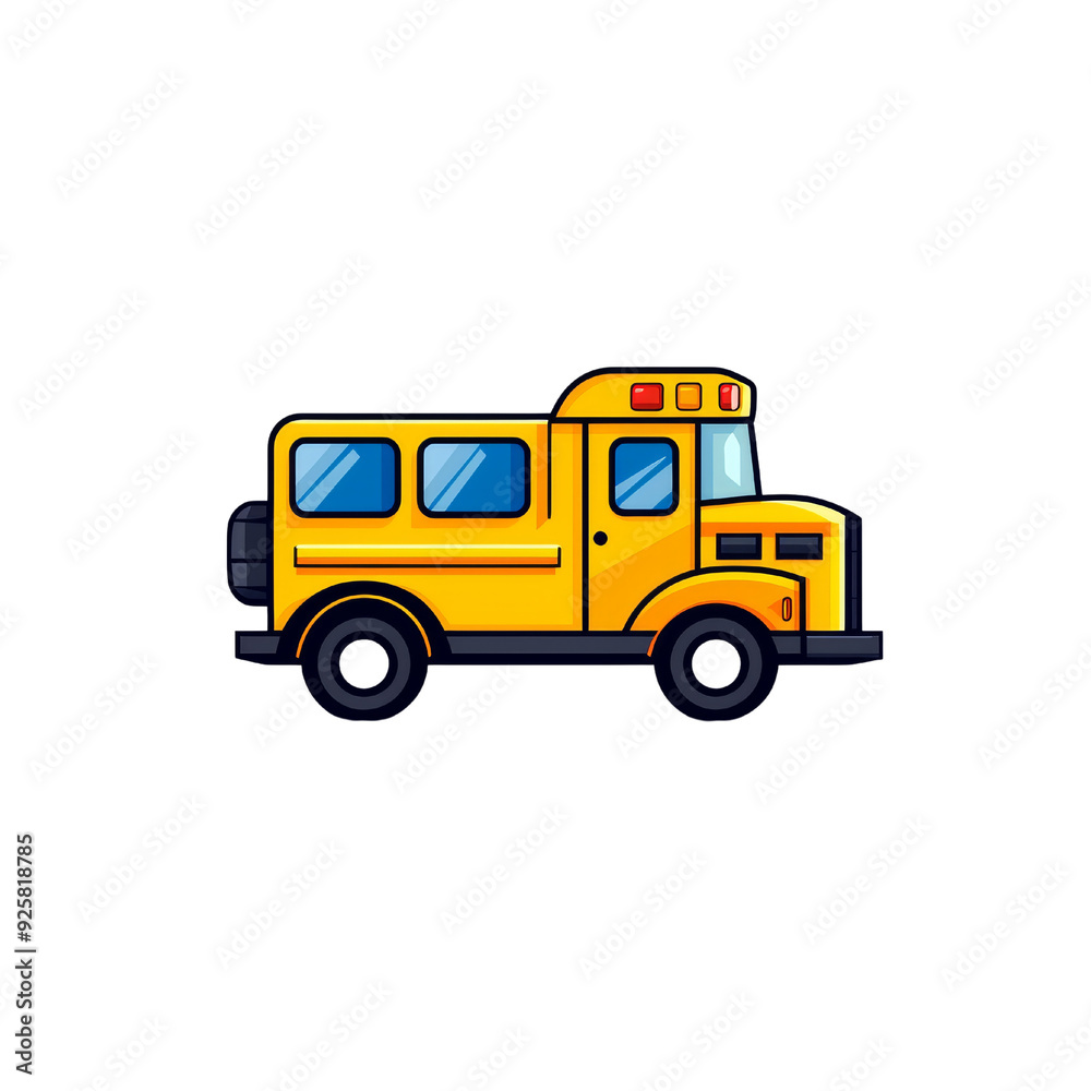 Fototapeta premium A Bright Yellow School Bus Illustration: A Classic Symbol of Childhood Education and Transportation