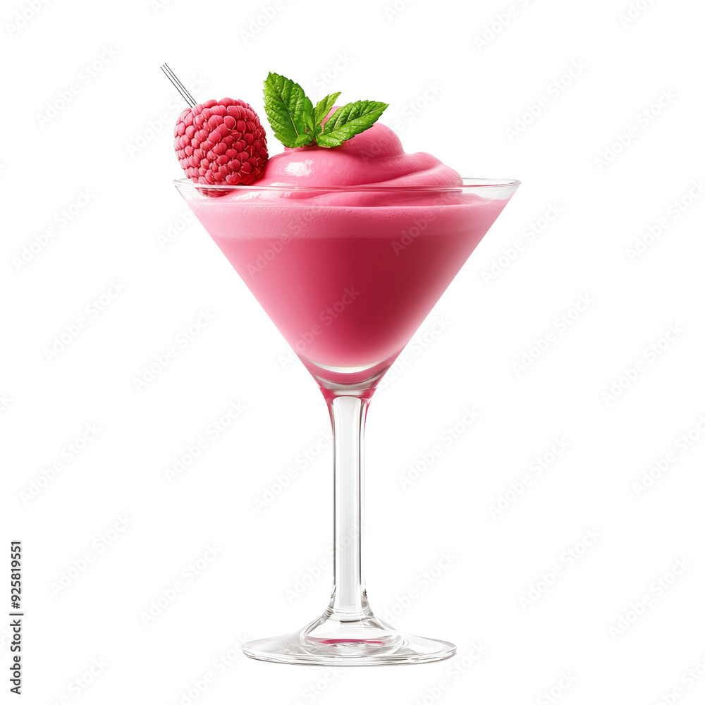 Close-up of a Raspberry Martini Cocktail with a Garnish of Fresh Mint Close-up of a Raspberry Martini Cocktail with a Garnish of Fresh Mint