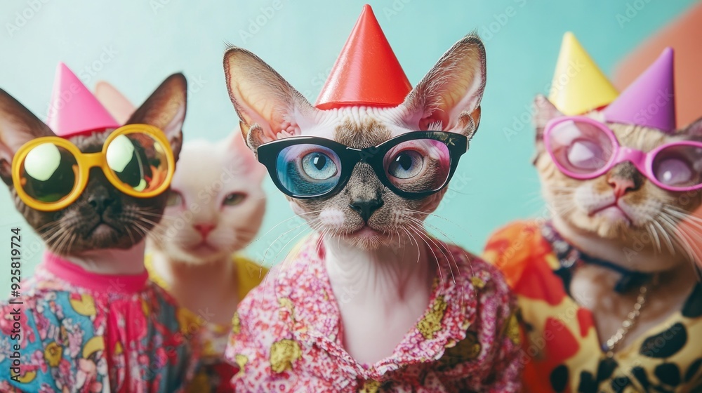 Three Cats Dressed Up for a Party Three Cats Dressed Up for a Party