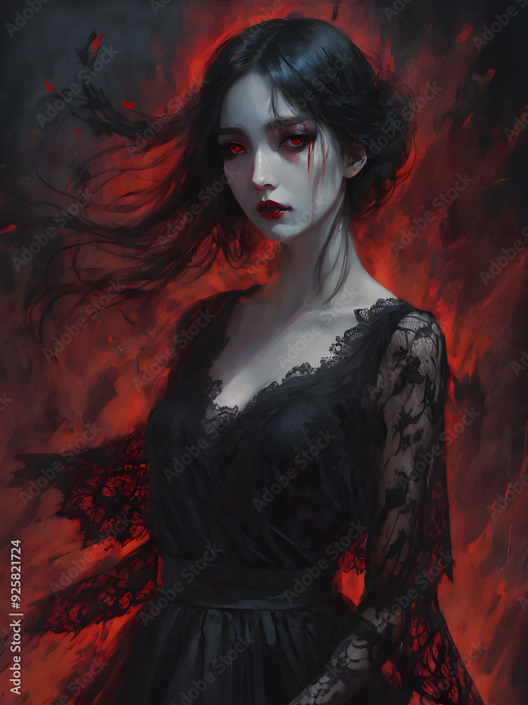 portrait of a scary woman with creepy background portrait of a scary woman with creepy background