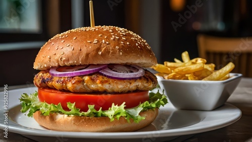 photo of a chicken burger