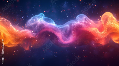 Abstract colorful smoke on black background with copy space. Fancy colorful cloud in space