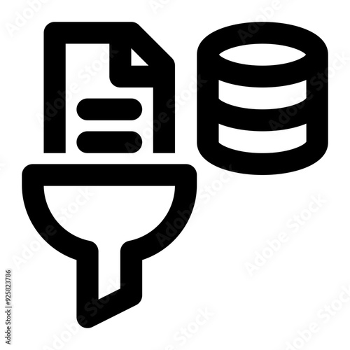data filtering, big data, database, data, conversion, filter outline icon