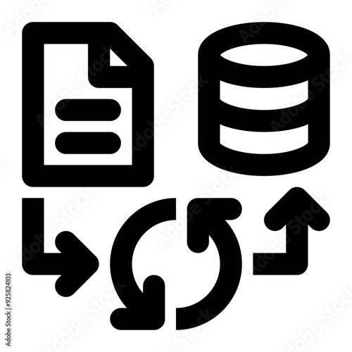 etl, extract, transform, load, big data, database, data outline icon