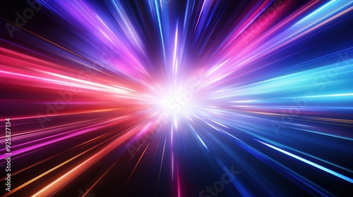 Abstract light streaks radiate outward from a central point.