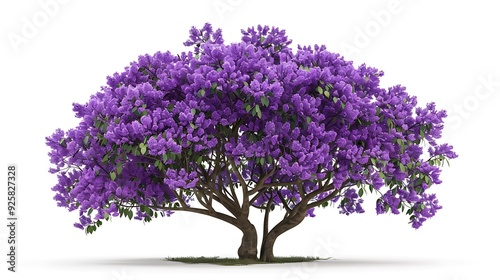 A vivid purple jacaranda tree with a cascade of purple flowers, displayed on a white background. photo