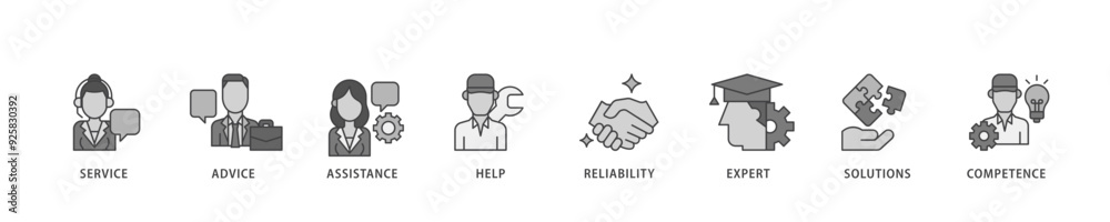Support icon infographic illustration concept with icon of service, advice, assistance, help, reliability, expert, solutions and competence icon live stroke and easy to edit Support icon infographic illustration concept with icon of service, advice, assistance, help, reliability, expert, solutions and competence icon live stroke and easy to edit