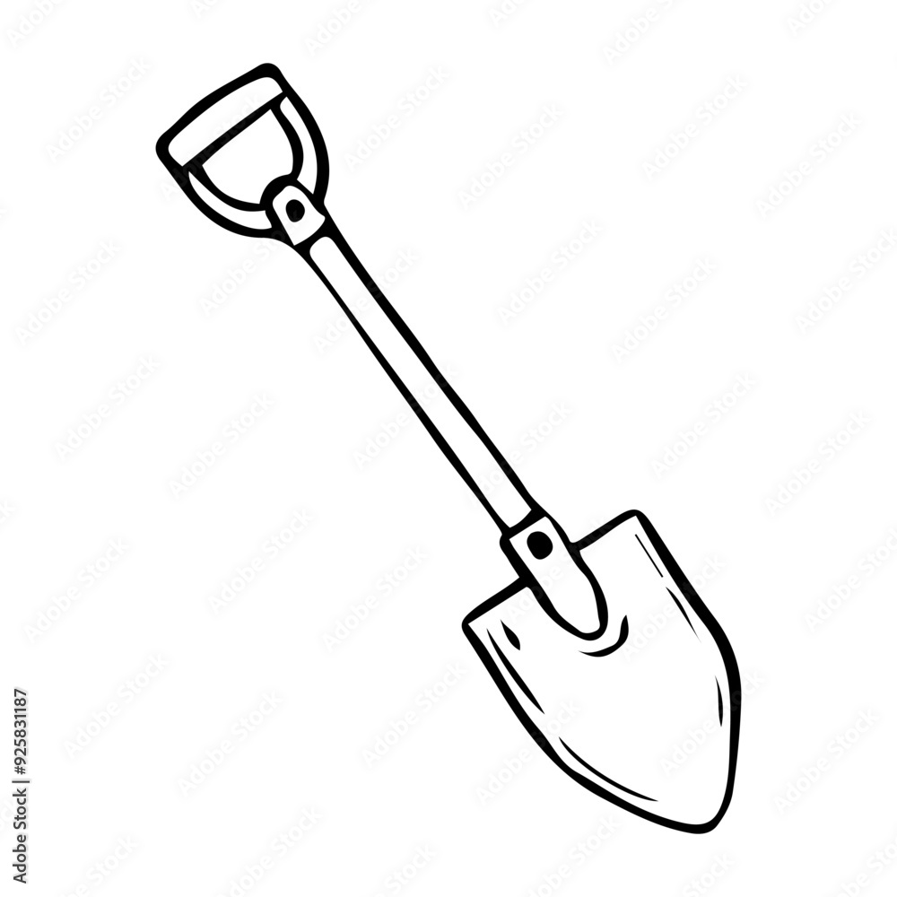 Tourist shovel hand drawn in doodle style. Camp equipment. Item for digging. Vector line art illustration. Tourist shovel hand drawn in doodle style. Camp equipment. Item for digging. Vector line art illustration.
