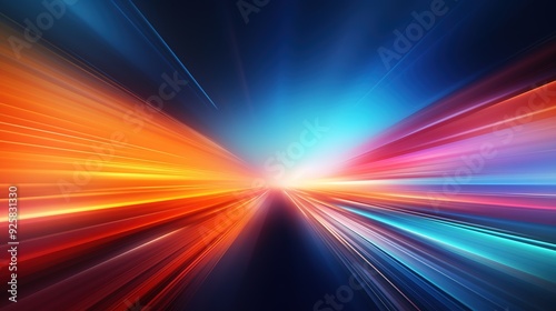 Abstract speed lines with blue and orange colors.
