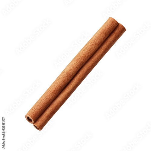 Two cinnamon sticks isolated on a black background.