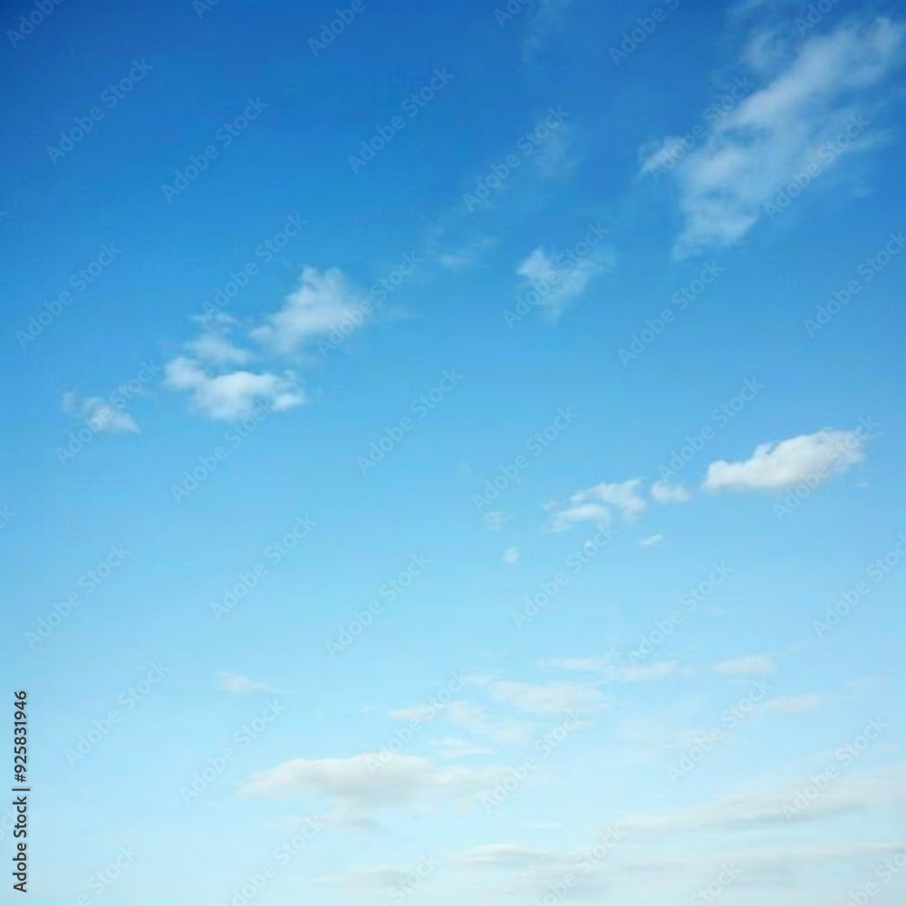 Clear blue sky with scattered white clouds on a sunny day offering a serene and peaceful view of the atmosphere Clear blue sky with scattered white clouds on a sunny day offering a serene and peaceful view of the atmosphere