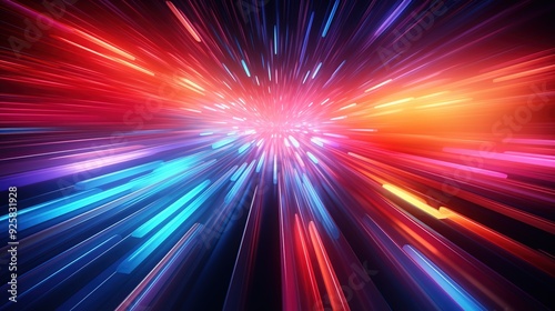 Abstract vibrant light streaks radiating from the center.